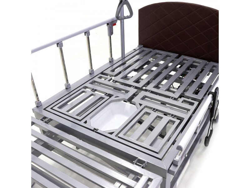 Кровать электрическая Med-Mos DB-11А (МЕ-5228Н-00) темный стандарт с боковым переворачиванием, туалетным устройством и функцией «кардиокресло»