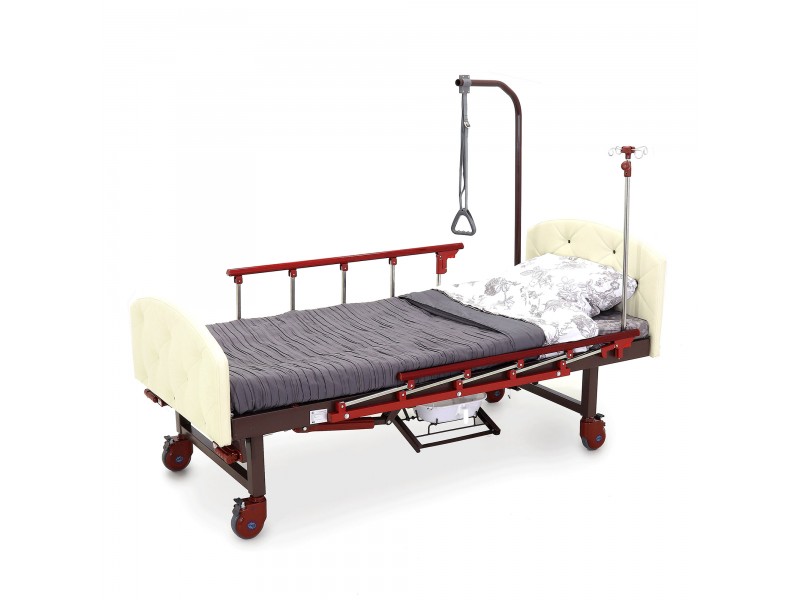 Кровать механическая Med-Mos YG-6 (MM-2124Н-11) ,белый премиум с туалетным устройством и функцией «кардиокресло»