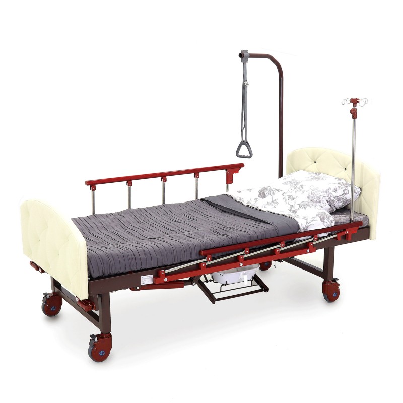 Кровать механическая Med-Mos YG-6 (MM-2124Н-11) ,белый премиум с туалетным устройством и функцией «кардиокресло»