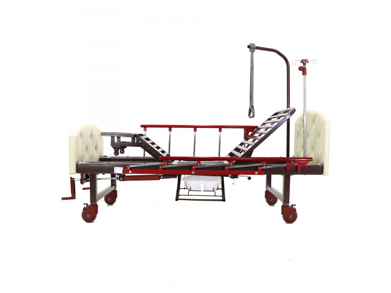 Кровать механическая Med-Mos YG-6 (MM-2124Н-11) ,белый премиум с туалетным устройством и функцией «кардиокресло»