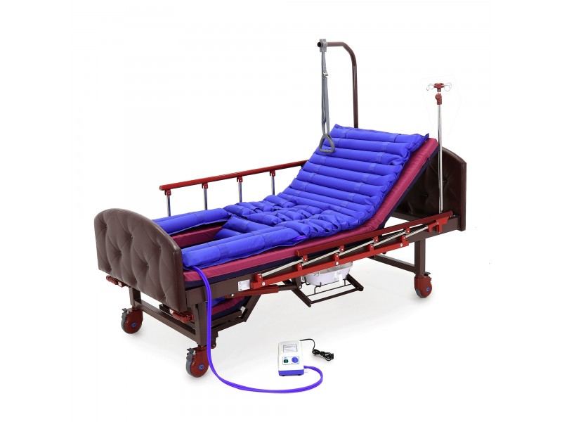 Кровать механическая Med-Mos YG-6 (MM-2124Н-11) ,темный премиум с туалетным устройством и функцией «кардиокресло»